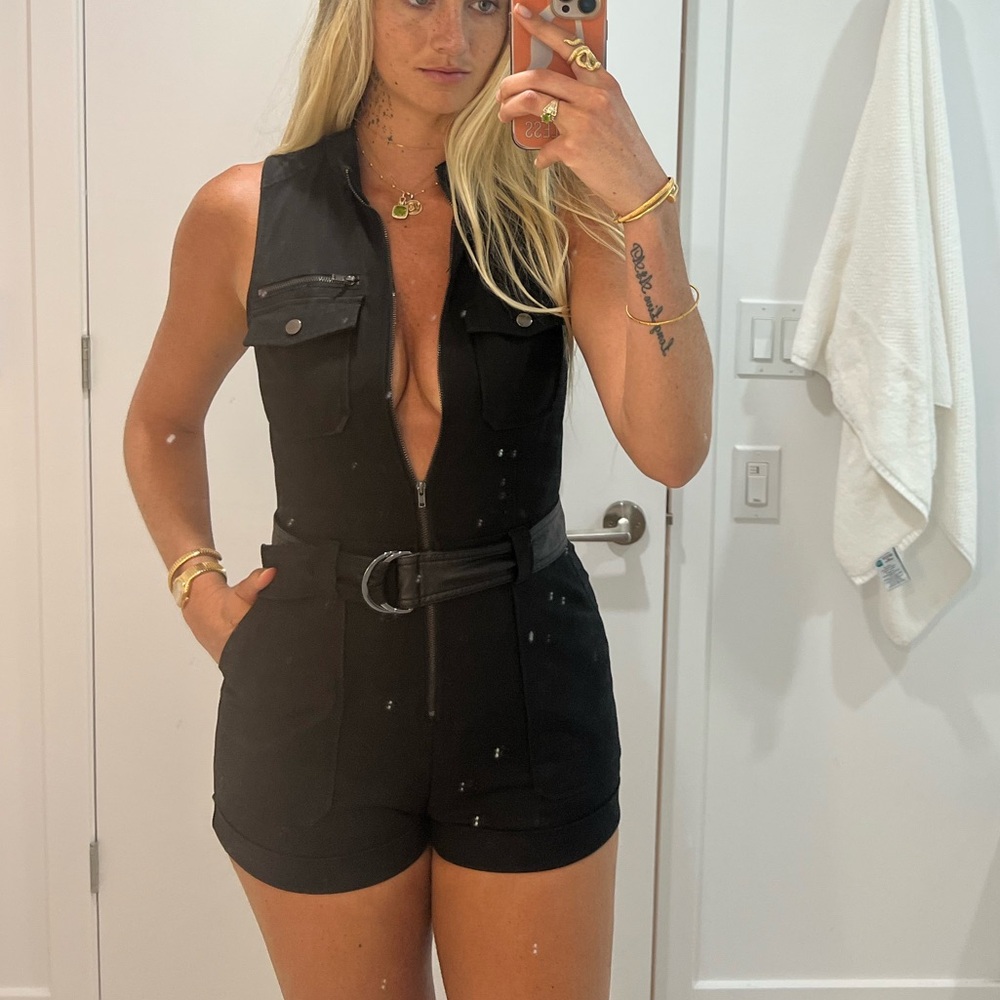Guess Black leather belt Romper